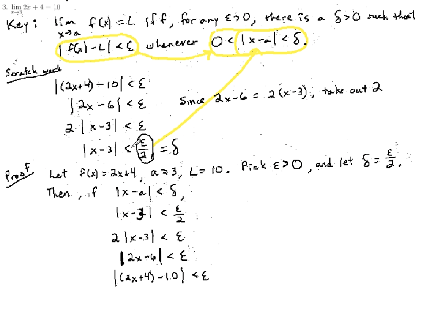 Precise Definition of a Limit: MATH 171 Problems 3 & 4