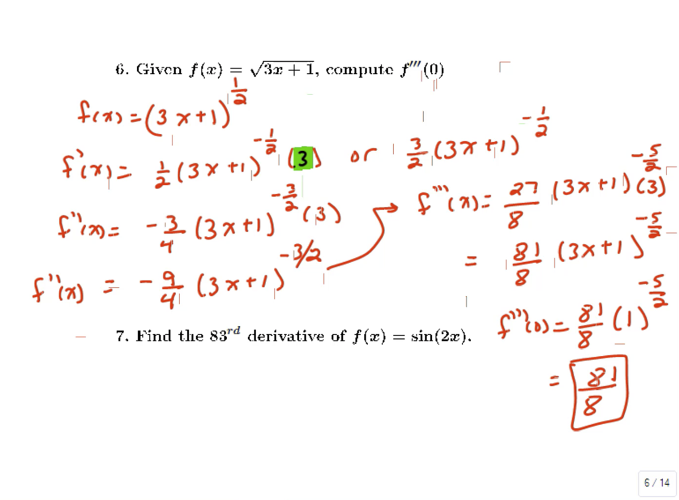 Vectors and Derivatives: MATH 151 Problems 1-8