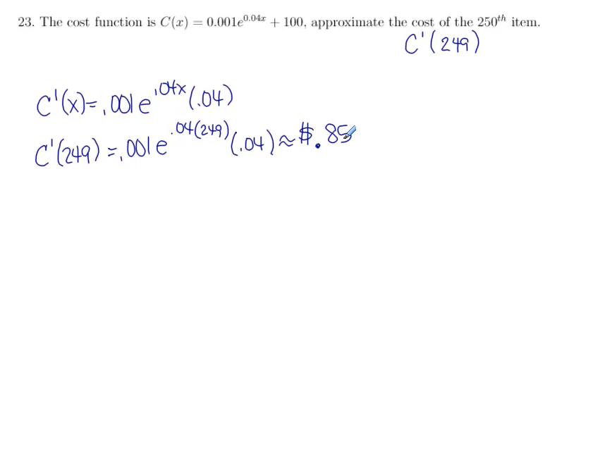 Calculus Exam Review (Approximate Cost): MATH 142