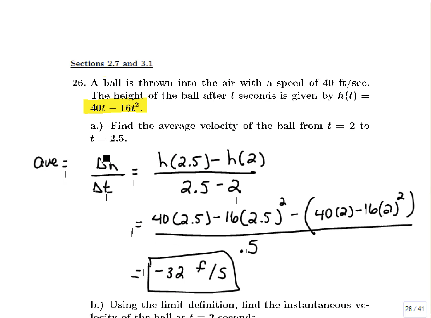 Review for the Common Exam: MATH 151 Exam 1 Review Problems 26-35