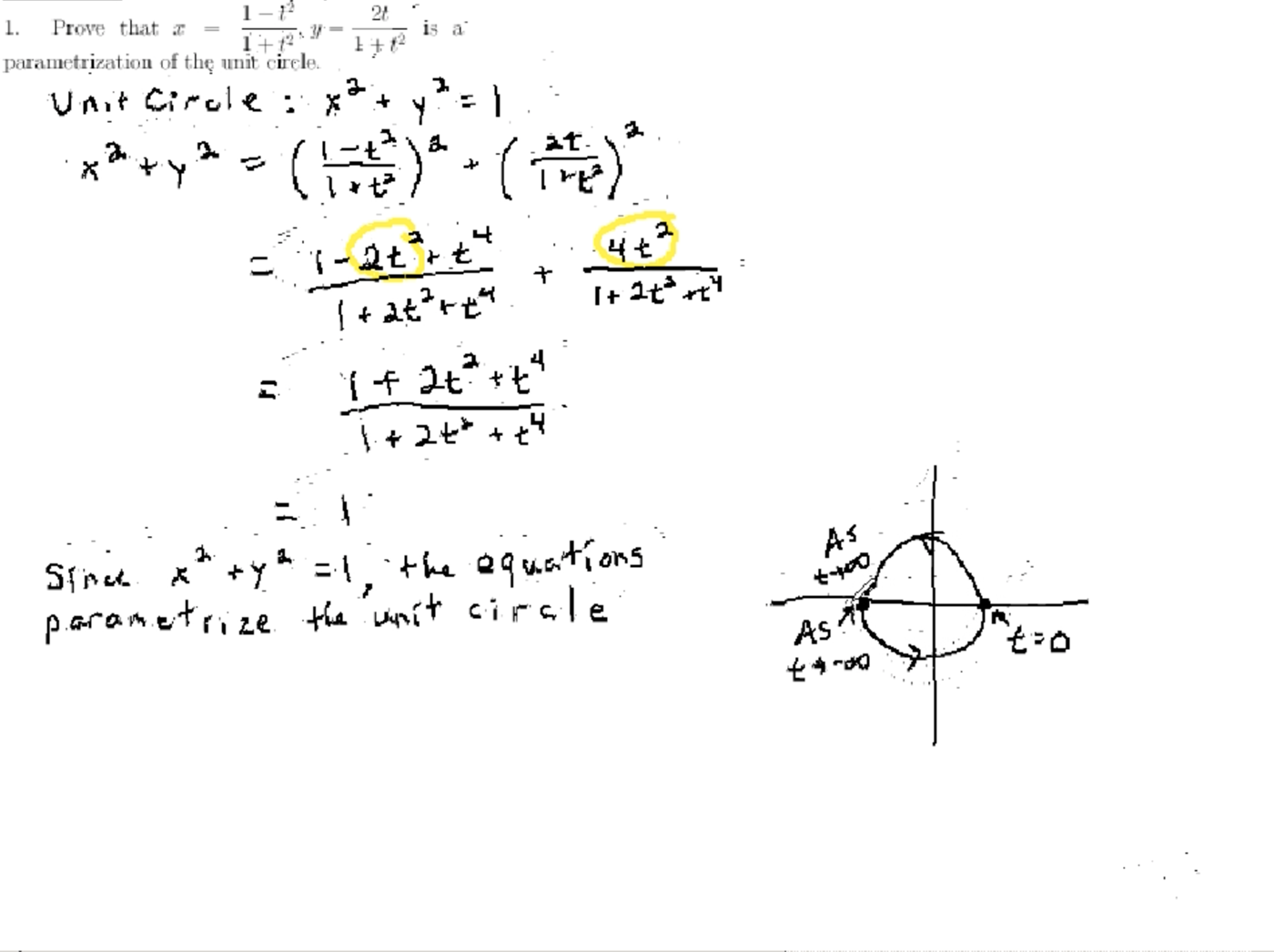 Vector Functions: MATH 171 Problems 1 & 2