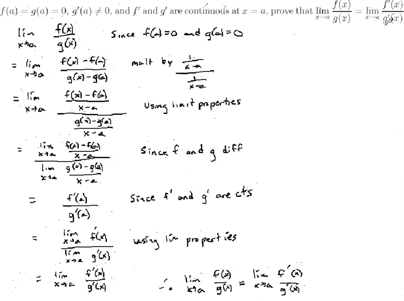 L'Hospital's Rule: MATH 171 Problems 7-9