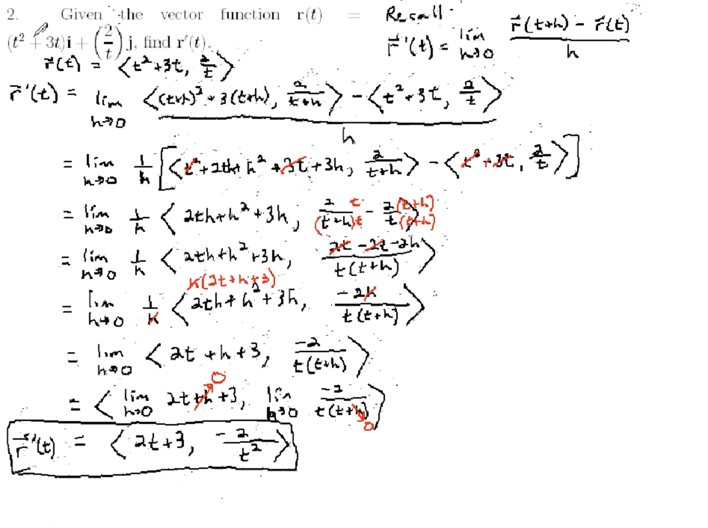 Vectors and Derivatives: MATH 171 Problems 1-3