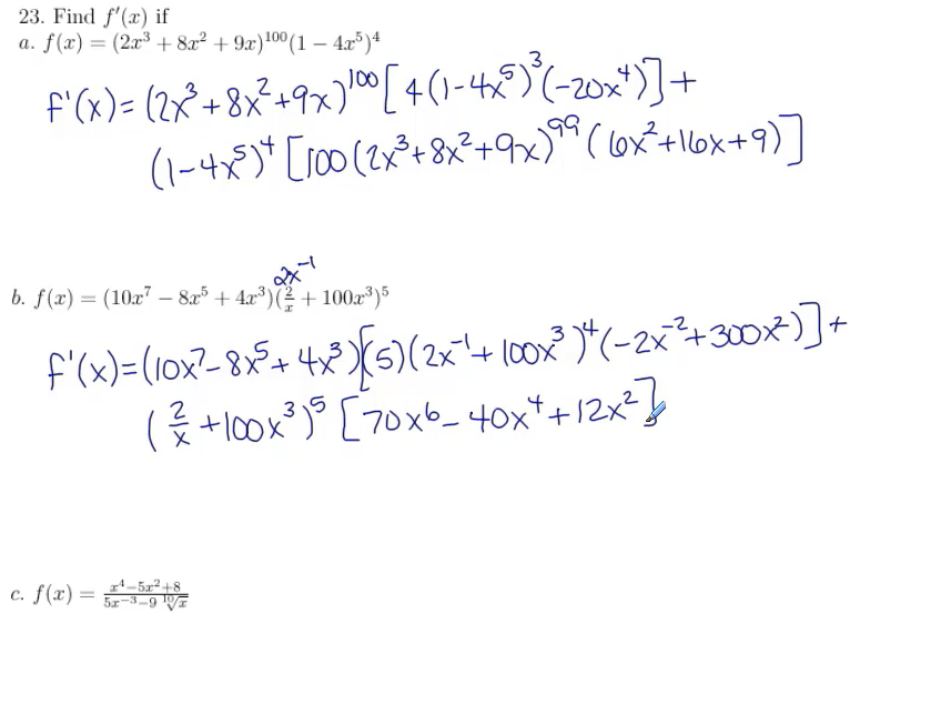 Calculus Exam Review (Derivative Rules): MATH 142