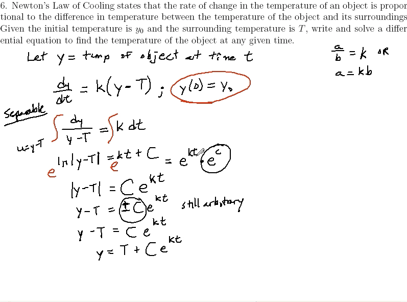 Separable Differential Equations: MATH 172 Problems 6 & 7