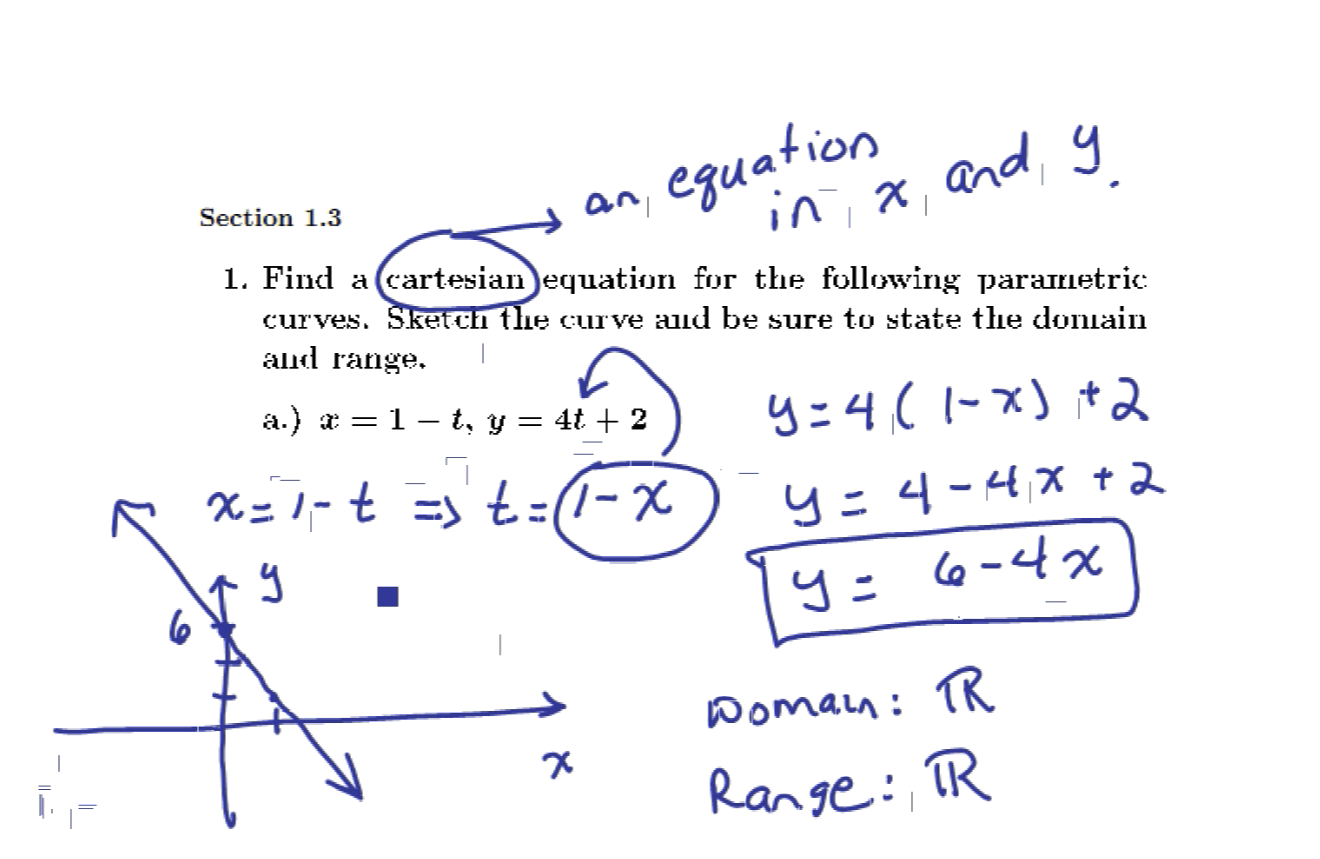 Parametric Curves: MATH 151 Problems 1-5