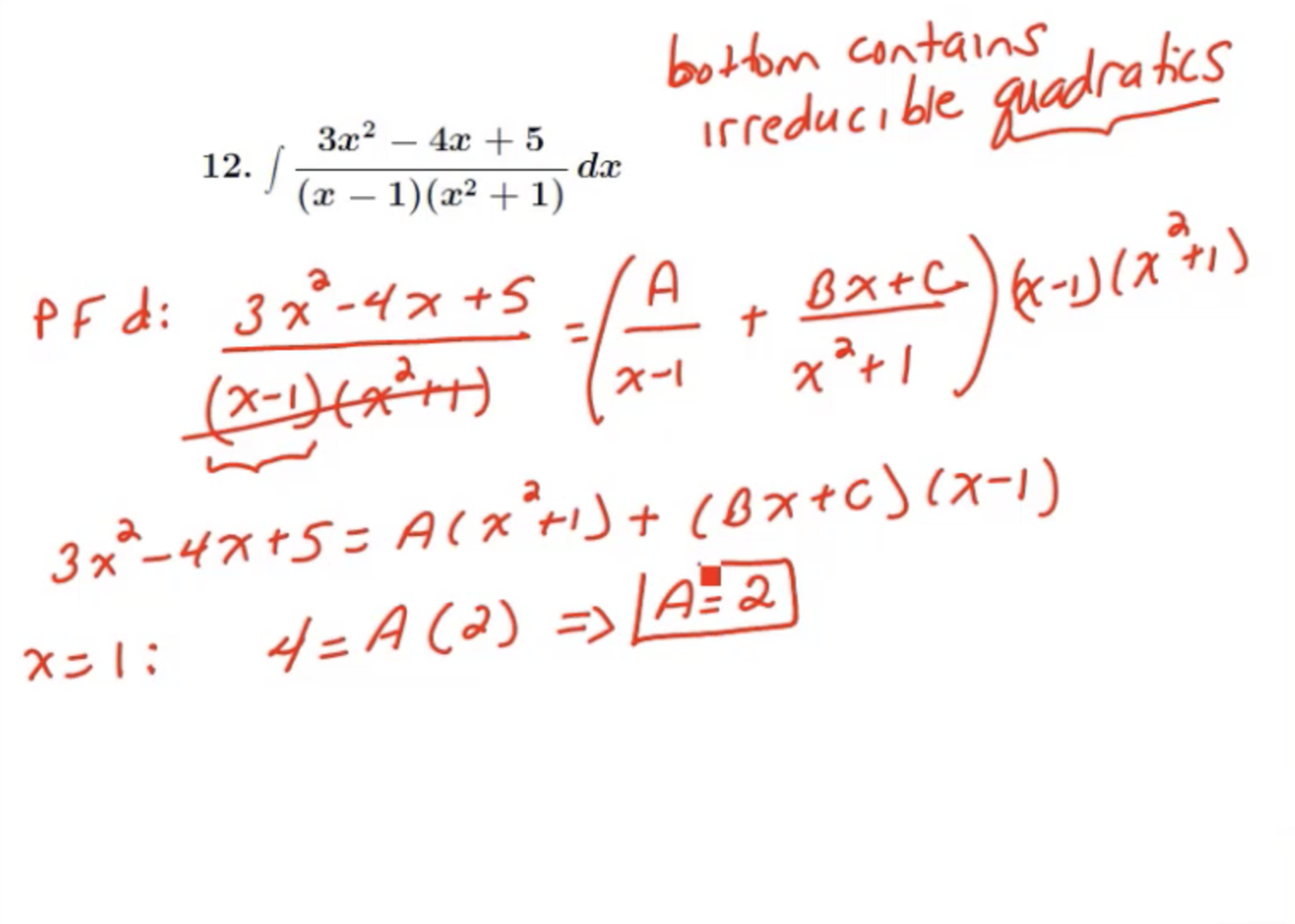 Integration by Partial Fractions: MATH 152 Problems 12 & 13