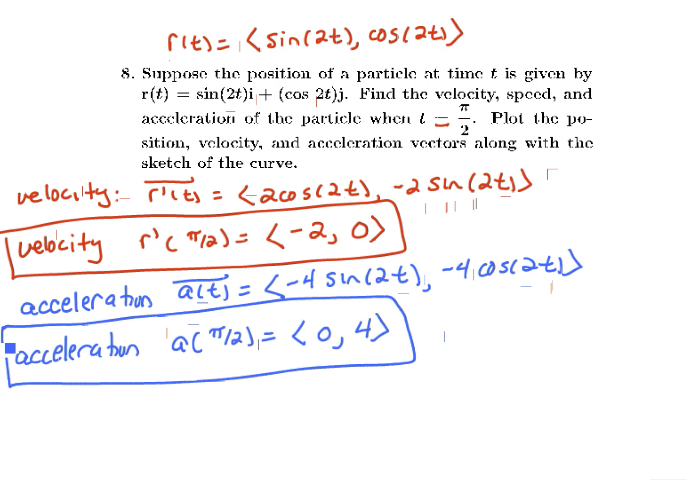 Vectors and Derivatives: MATH 151 Problems 1-8