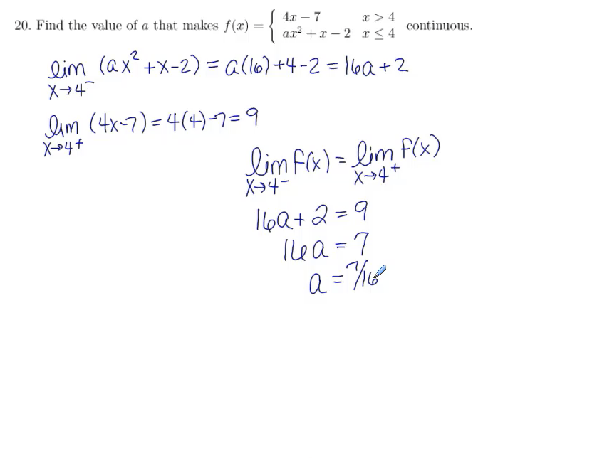 Calculus Exam Review (Continuity and Derivatives): MATH 142