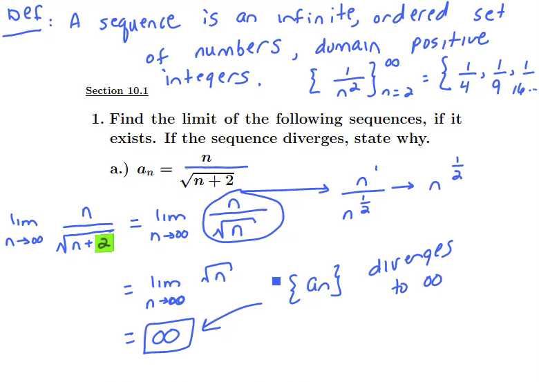 Sequences: MATH 152 Problems 1-3