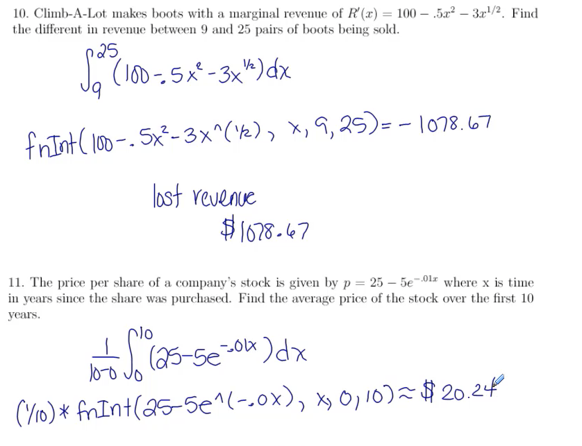 Average Value of a Function II: MATH 142