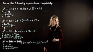 Factoring a Quadratic: Leading Coefficient is 1