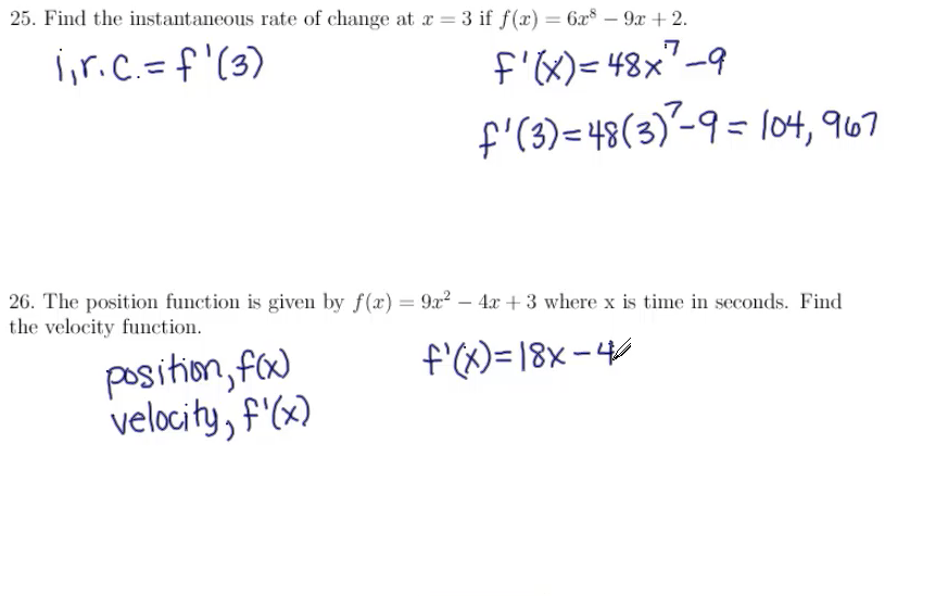 Using Derivative Rules to Find Rates of Change: MATH 142