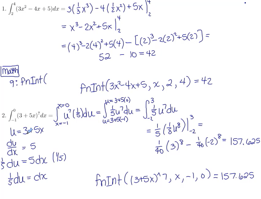 Definite Integrals: MATH 142