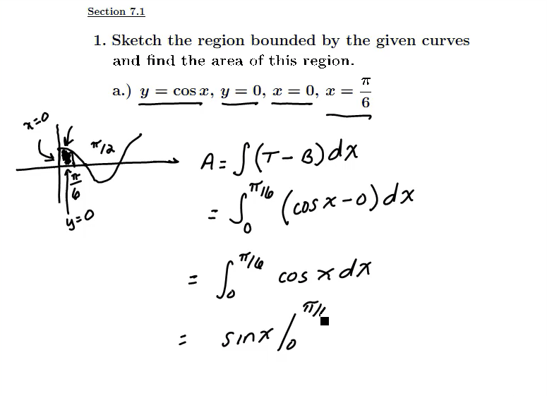 Area Between Curves: MATH 152 Problem 1(a-f)