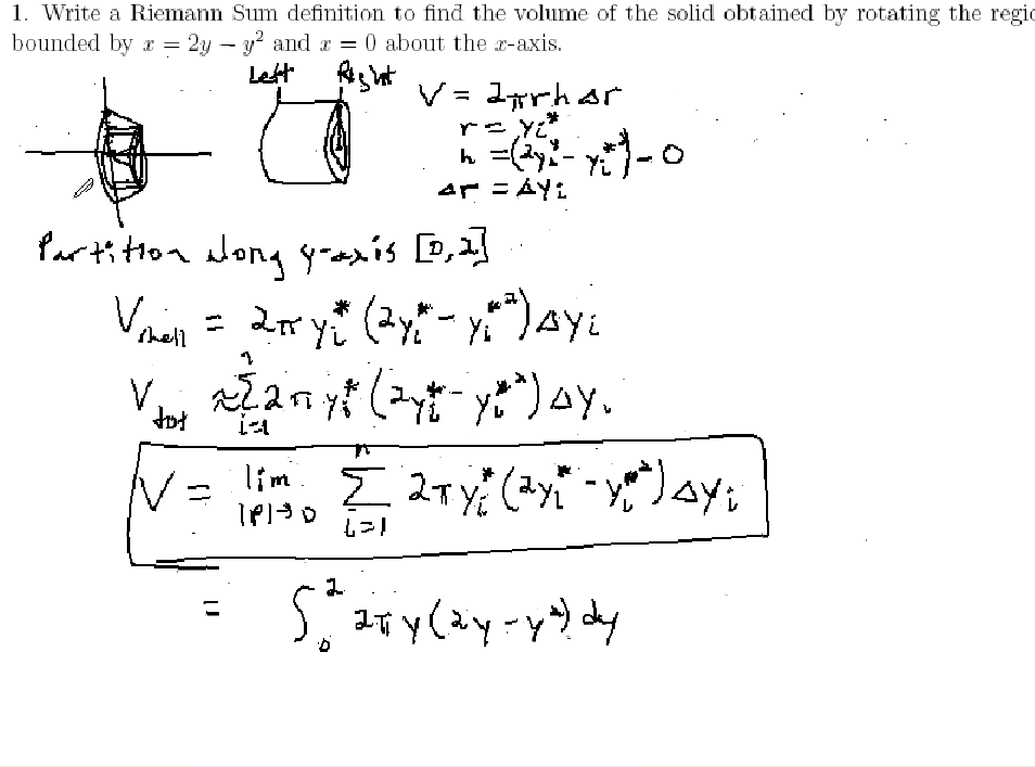 Cylindrical Shell Method: MATH 172 Problems 1-3