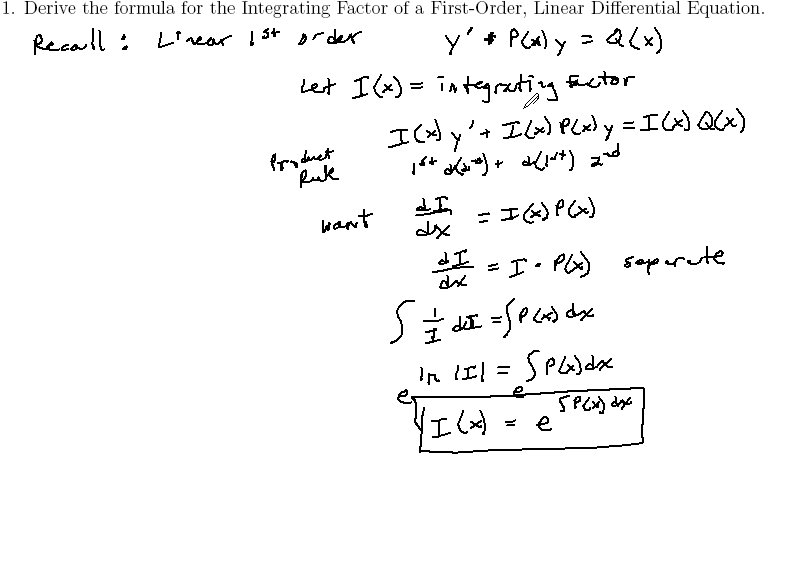 Linear Differential Equations: MATH 172 Problems 1 & 2