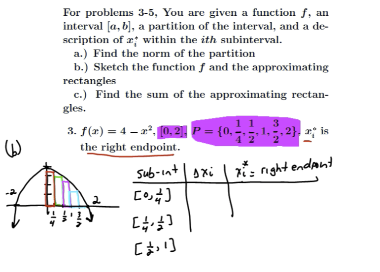 Riemann Sums: MATH 151 Problems 1-5