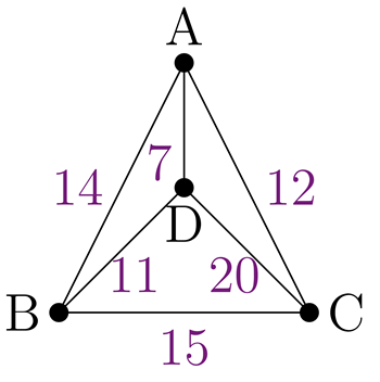 A weighted triangular graph with an extra vertex in the center
