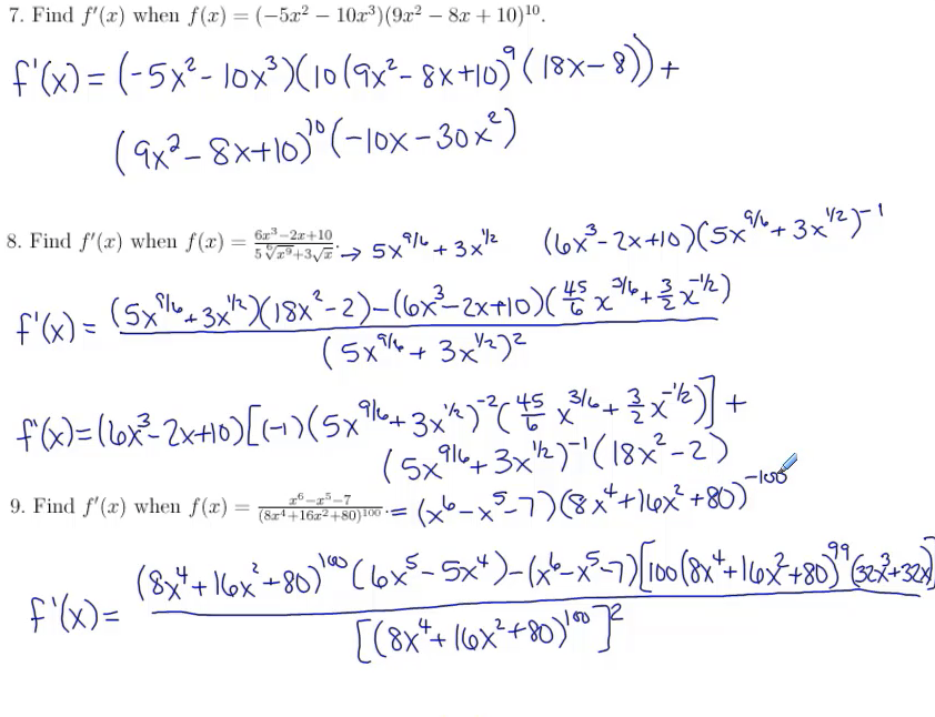 Combining Derivative Rules and Finding Tangent Lines: MATH 142