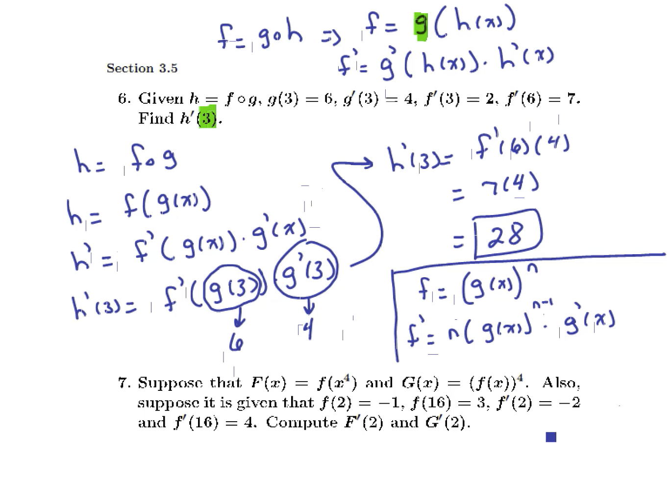 Trigonometry Derivatives and the Chain Rule: MATH 151 Problems 1-9