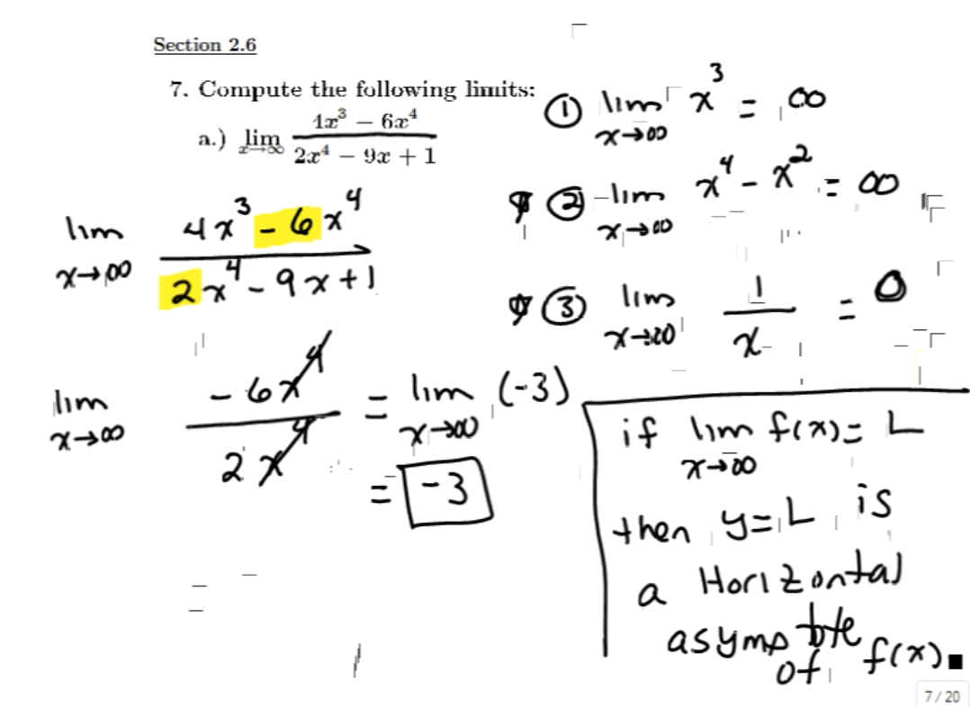 Limits and Asymptotes: MATH 151 Problems 7-11