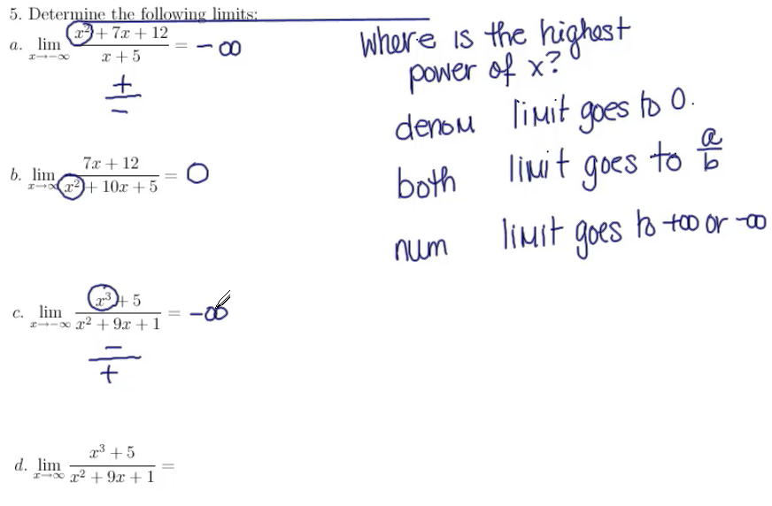 Limits at Infinity: MATH 142