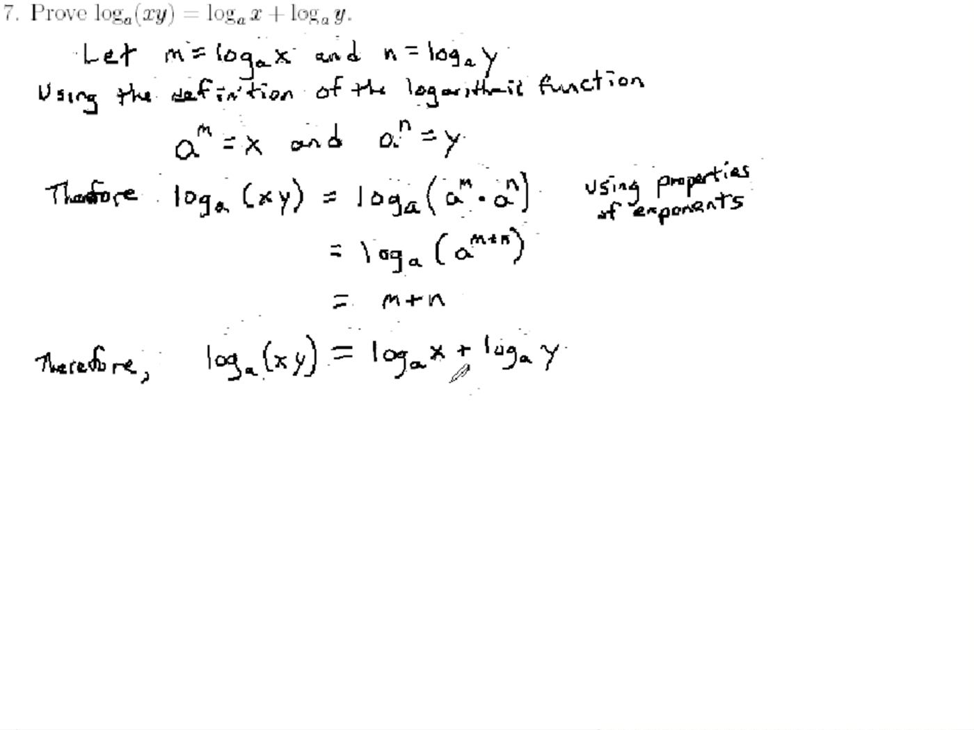 Derivatives of Logarithmic Functions: MATH 171 Problems 7-9