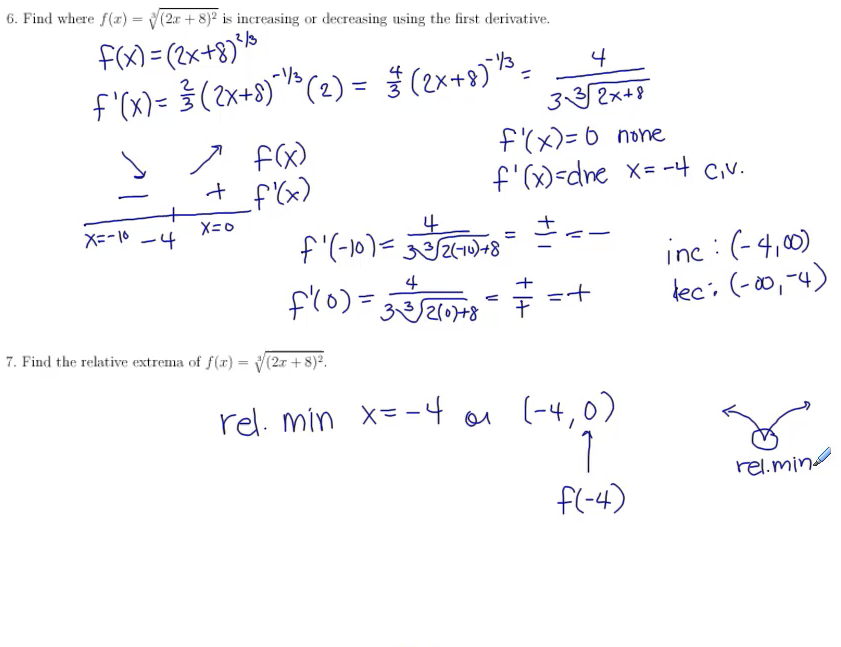 Analyzing Functions II (Increasing/Decreasing, Extrema): MATH 142