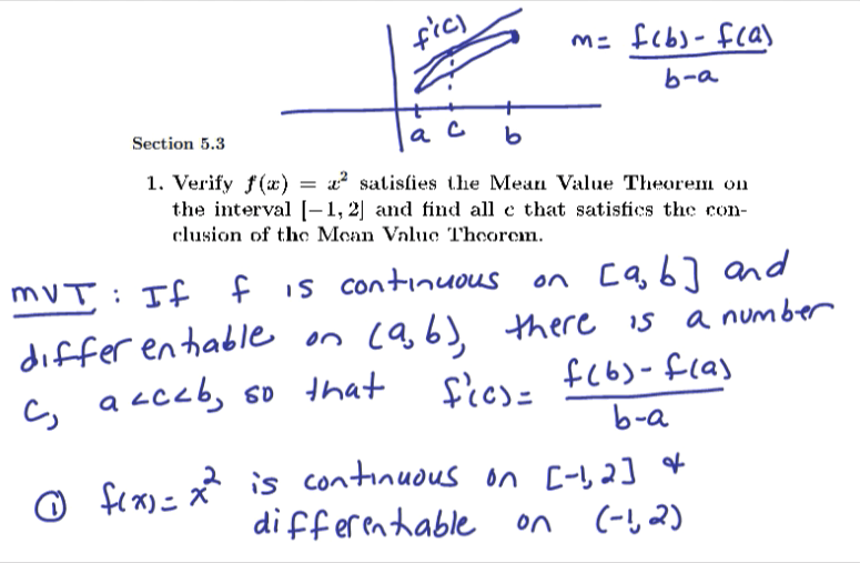 Mean Value Theorem and Studying the Shape of Curves: MATH 151 Problems 1-6